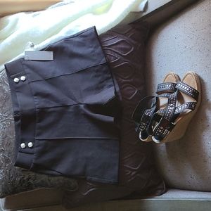 Black High-Waisted Shorts with Buttons